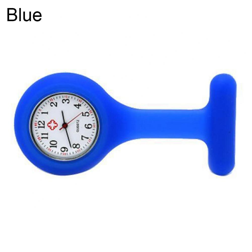 Solid Color Silicone Nurse Watch Brooch Fob Pocket Tunic Quartz Movement Watch Decor Accessory: Blauw