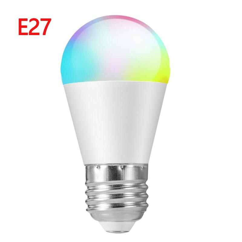 Bombilla inteligente con temporizador regulable, luz con voz por WiFi, 6W, E27, E26, B22, E14, RGB, funciona con Alexa/google home: E27