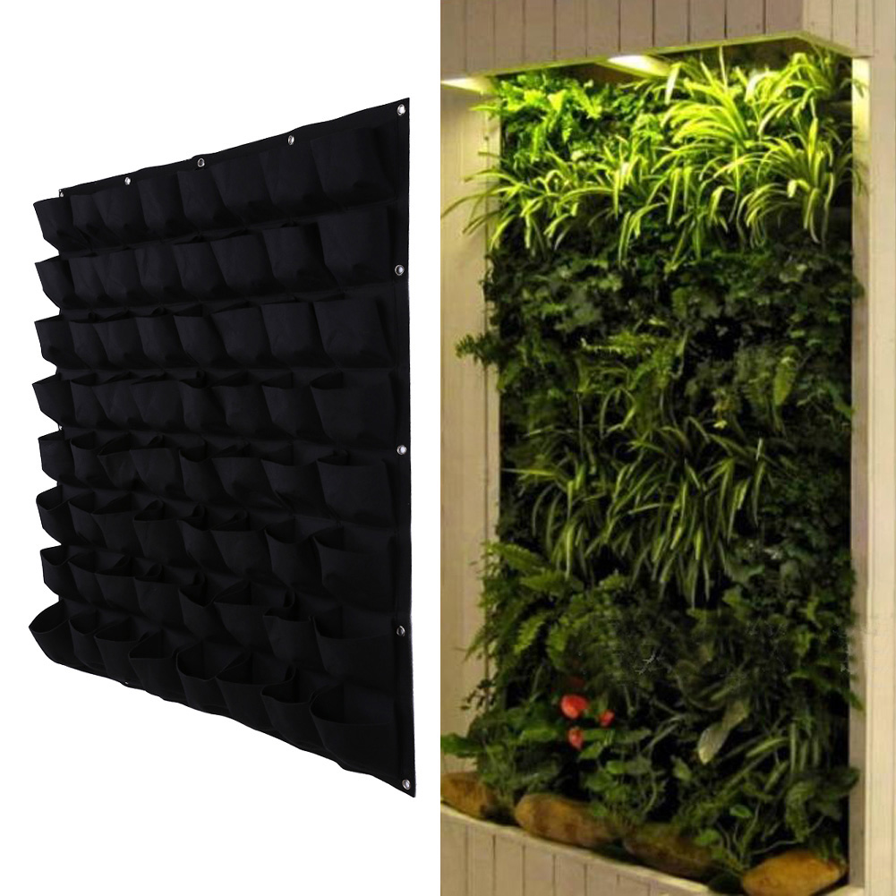 64 Pocket Plant Pot Vertical Garden Hanging Green Wall Planters Large Garden Pots for Balconies 100cm*100cm