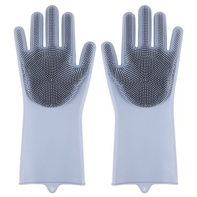 65 g/pz guanti multifunzionali guanti in Silicone guanti per lavastoviglie guanti per lavaggio auto antiscivolo alta elasticità: Gray 1 pair