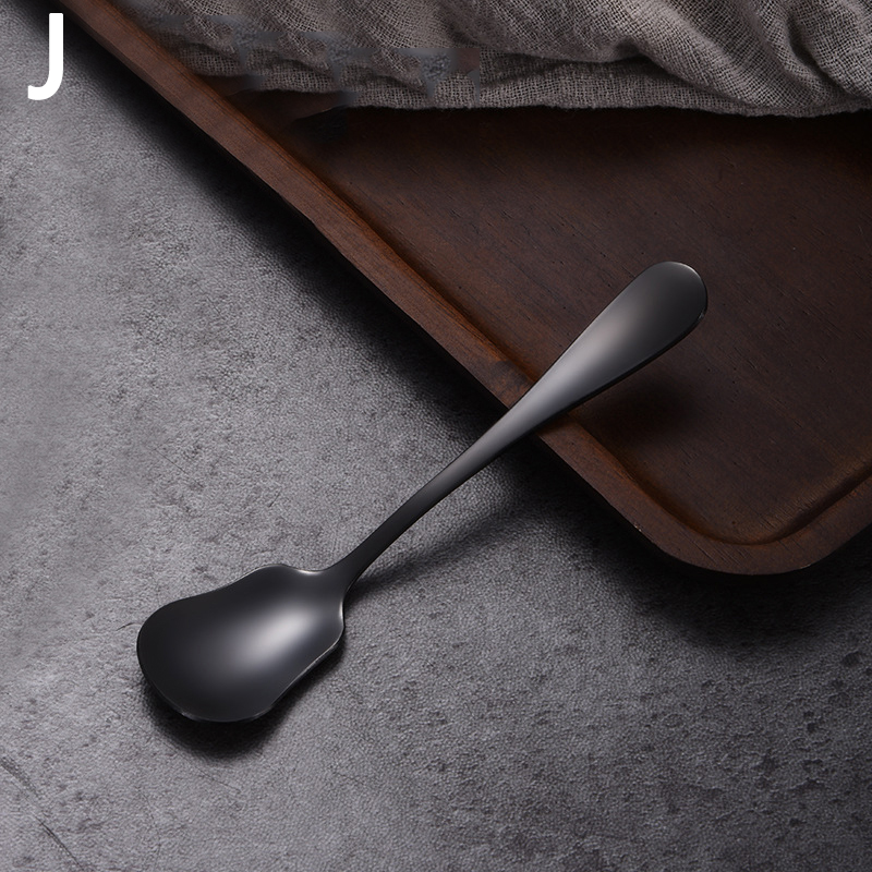 Shell Shape Stainless Steel Spoon Teaspoons Coffee Spoons Ice Cream Sugar Dessert Spoons Tableware Kitchen Accessories: J