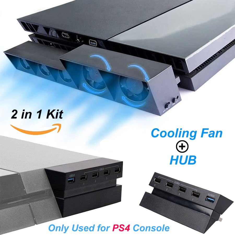 2 In 1 Kit PS4 Snelle Koelventilator + Hub 5 Koeler Fans + Usb 3.0 + 4 Usb 2.0 voor Sony Playstation 4 Play Station 4 Ps 4 Console