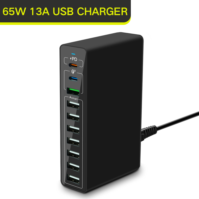 65W 10 Usb Fast Charger For Iphone 11 12 13 14 Pro Max PD Carregador Tipo C Cargador Turbo 60w 50w 40w Mobile Phones Accessories: Red / IL