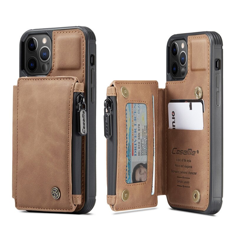 Reißverschluss Geldbörse Abdeckung für iPhone 11 Profi Max Leder Brieftasche fallen