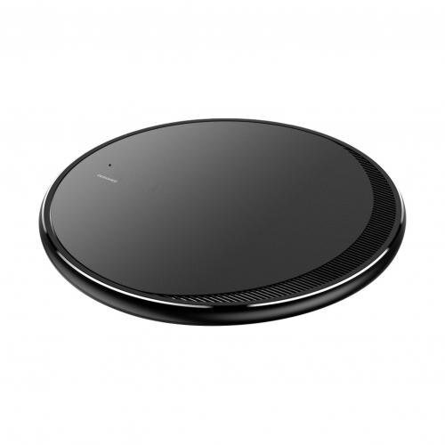 SALES! 5W 7.5W 10W Round Thin Desktop Mobile Phone Fast Wireless Charger Pad Adapter: Black