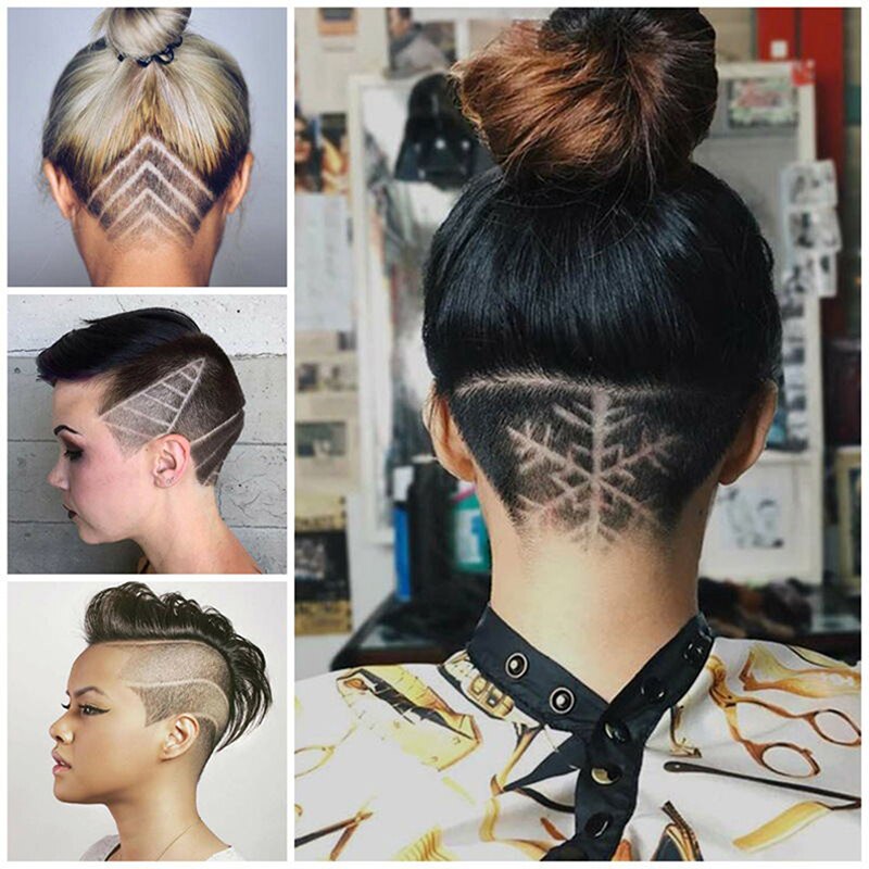 Stylo + 10 lames pour sculpture à cheveux, stylo magique à huile de tête en acier raffiné, stylo pour rasoir pour barbier, sourcils, rasage