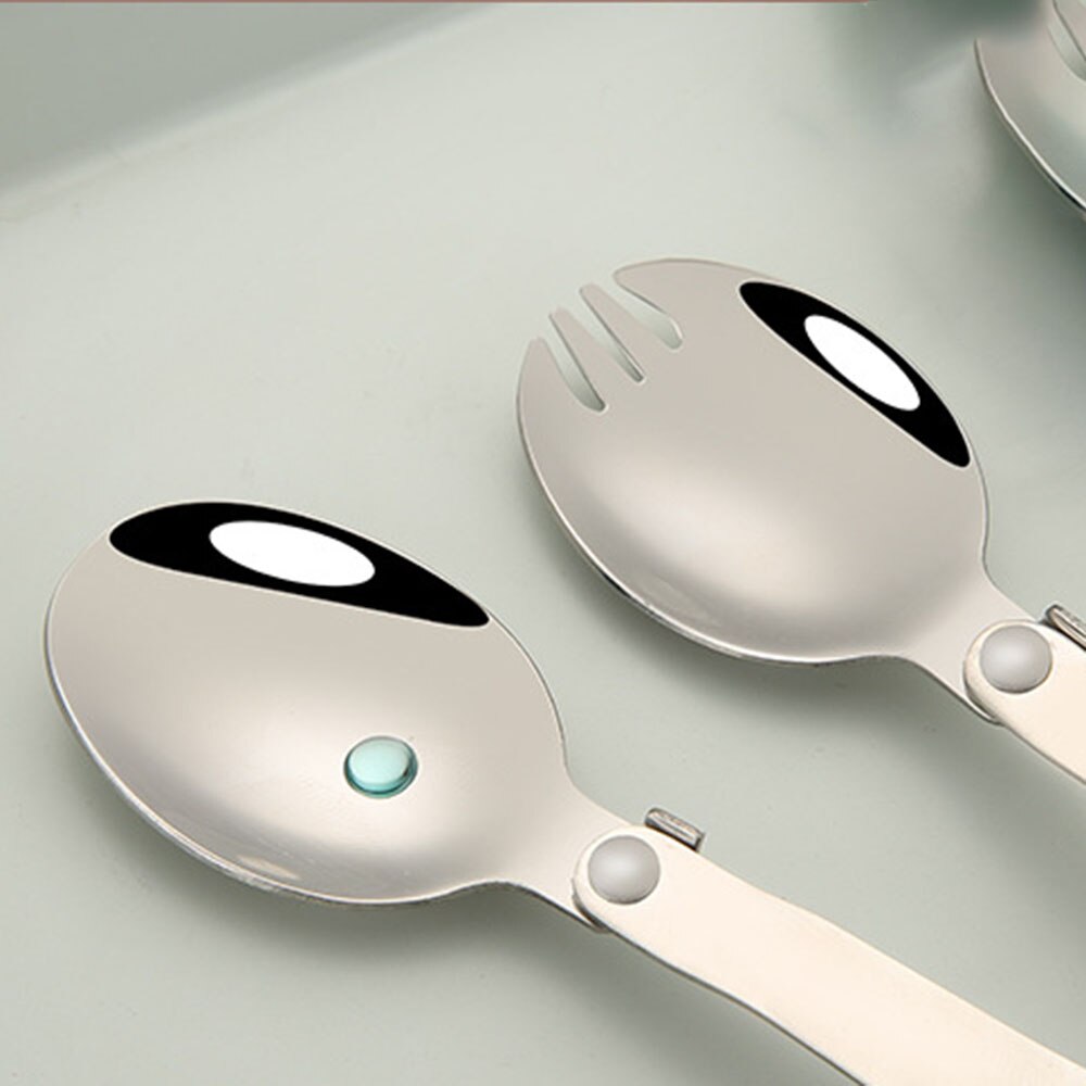 Camping Utensil Compact Stainless Pocket Spoon Fork Spork Foldable Camp Travel Party Picnic Cooking Folding Outdoor Tableware