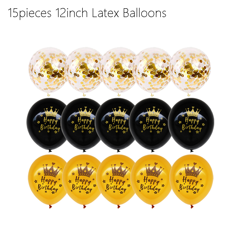 Black Gold Disposable Tableware For 18th Birthday Party Decor Supplies Plates Tablecloth Birthday Banner 40inch Number Balloon: Clear