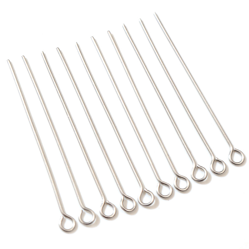 No Fade 100pcs/Lot 20 30 35 40 70 mm Stainless steel Eye Pins Findings Eye Head Pins For Jewelry Making DIY Supplies Accessories