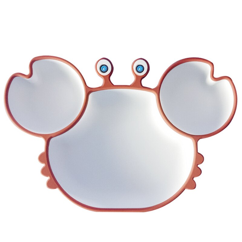 Assiette en Silicone pour enfants, bol en forme de crabe, dessin animé, alimentation pour bébé, vaisselle pour enfants: Brown