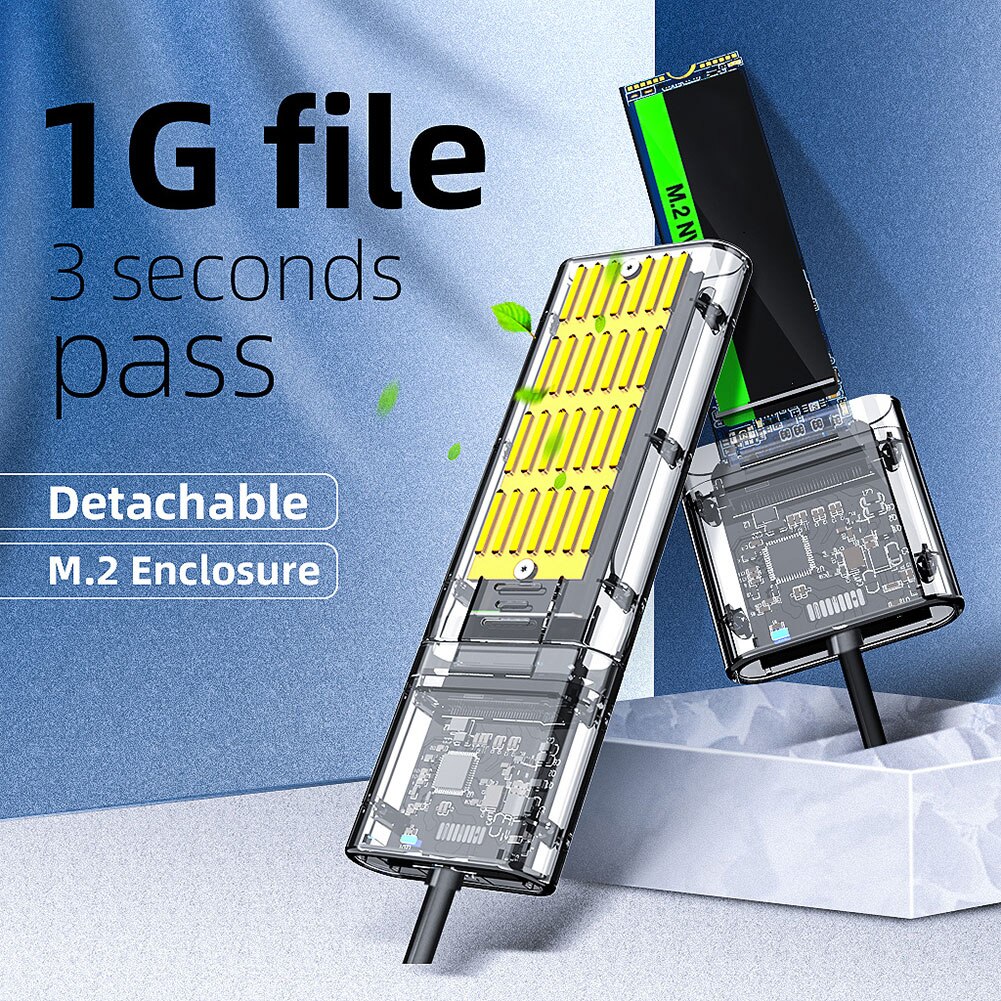 Carcasa de SSD M2 a USB 3,0 Gen 1, caja de disco duro externo M.2 NGFF SATA, 5gbps