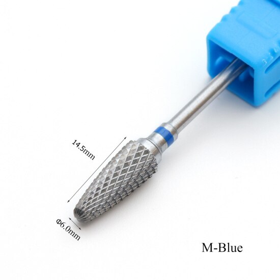 1 Uds. De carburo de tungsteno, broca para uñas, fresa de carburo, cutícula eléctrica, limas de uñas de mayor para manicura TRF0615: M-Blue