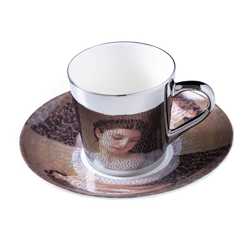 Spiegel Koffie Cup Spiegelende Reflectie Bouguereau Schilderij Keramische Kopjes En Schotels Met Scoop Europese Stijl Coffeeware: silver