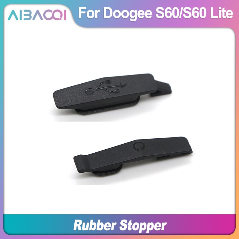 AiBaoQi Originele USB Stofdicht Poort + Oortelefoon Stofdicht Port Rubberen stop Voor 5.2 inch Doogee s60/S60 Lite Smartphone