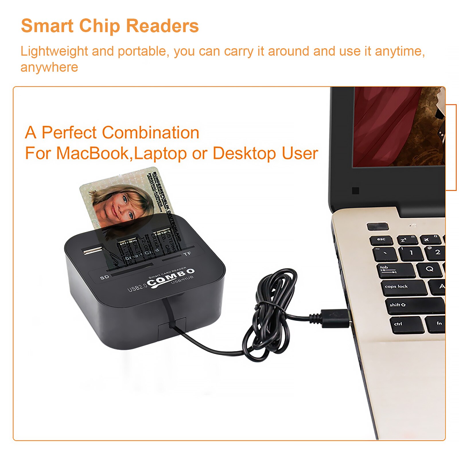 Smart Card Reader USB 2.0 For Bank Card DOD / CAC / SIM / TF / Credit Card Reader Writer Flash Drive Cardreader Adapter Portable