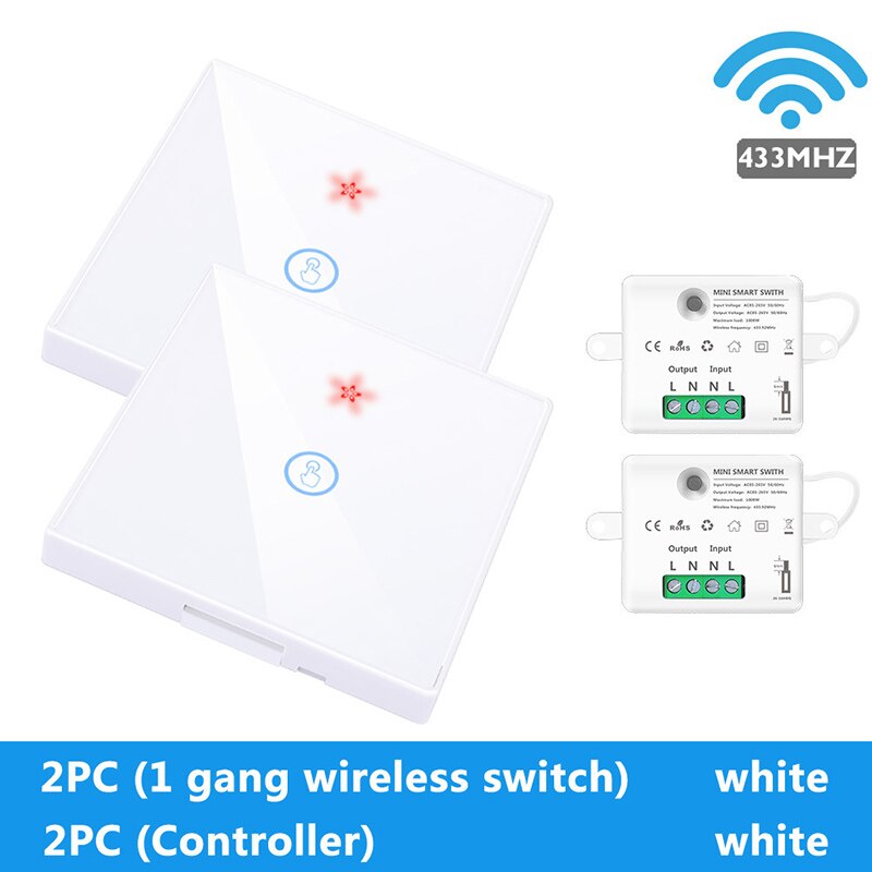 433MHZ Wireless Touch Switch 1/2/3 Gang Wall Touch Light Switch Smart Controller Module Set Switch Controller In Stock: 11