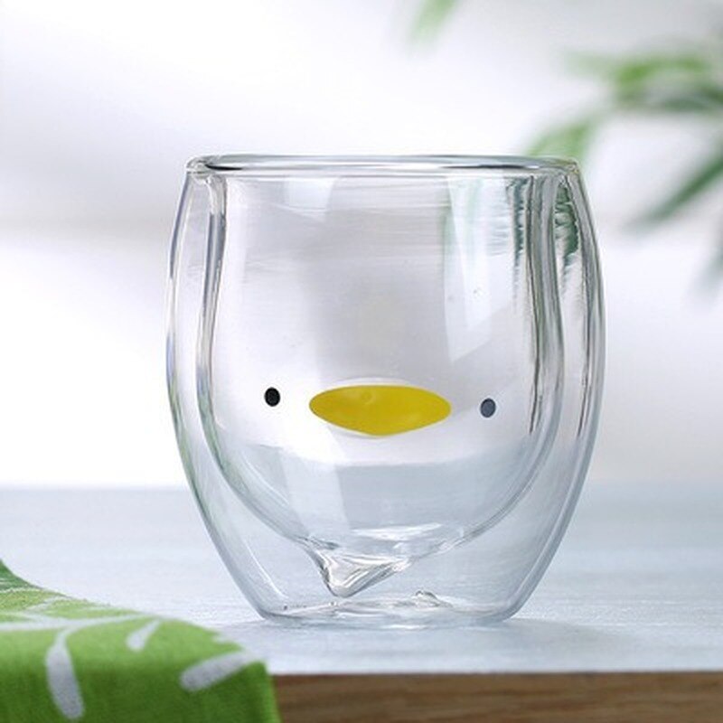 Søt bjørn dobbeltlags kaffekrus dobbelt glass kopp kartong dyr melk glass dame søt jul  wf109