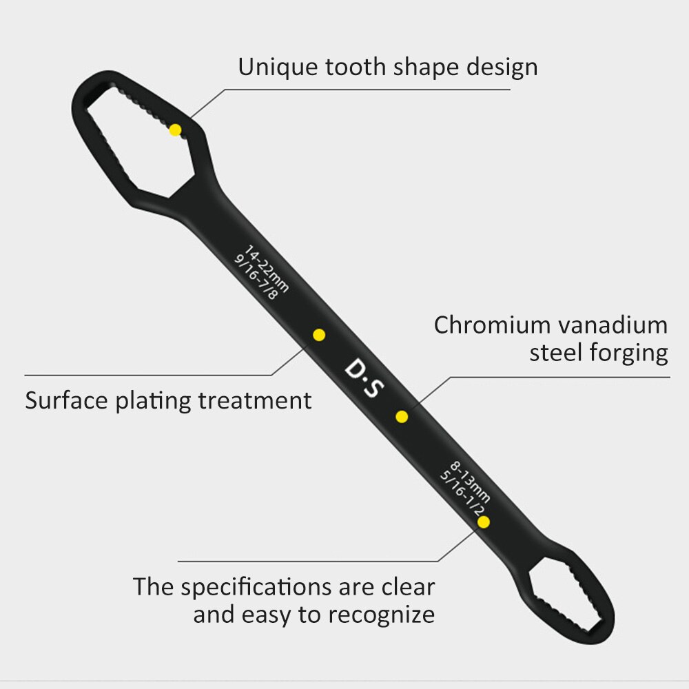 Adjustable Wrench Spanner Set Double-Head Universal Spanner Ratchet Wrench Key Set Screw Nuts Wrenches Repair Hand Tools