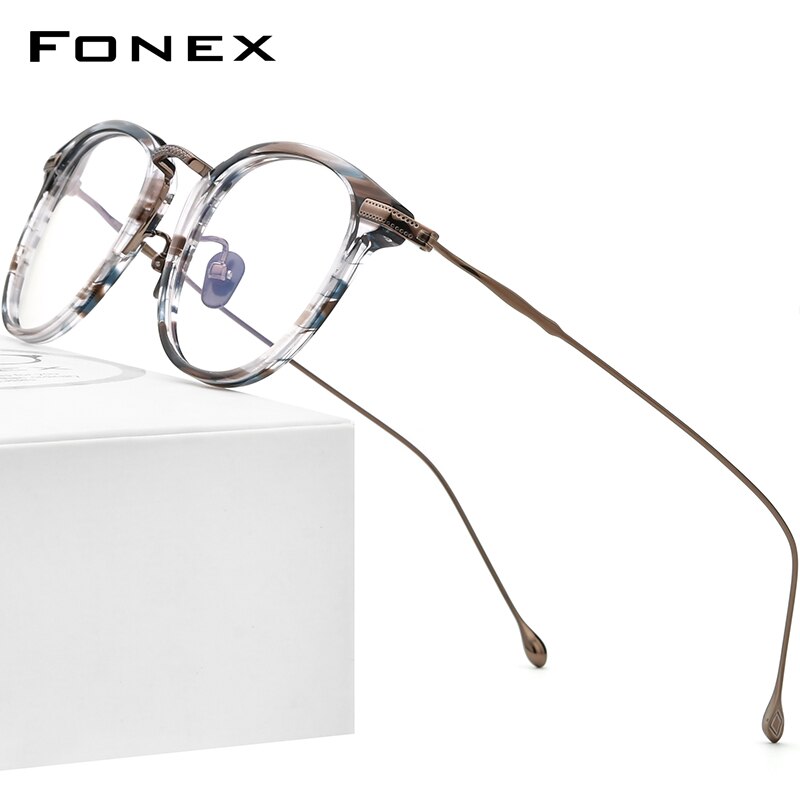 Fonex asetaatti titaani lasit kehys miehet retro neliö reseptilasit naisten optiset silmälasit silmälasit  f85648: Raita