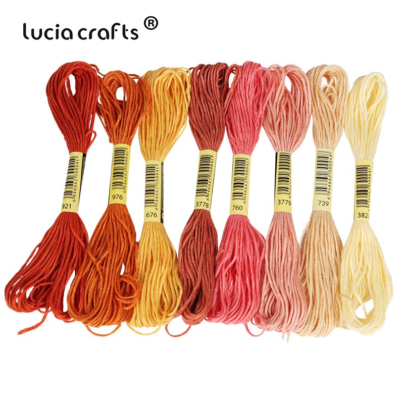 Lucia Crafts 8 Pcs/Lot Multicolor Thread Cross Stitch Cotton Sewing Skeins Embroidery Thread Kit DIY Sewing W0311: C13
