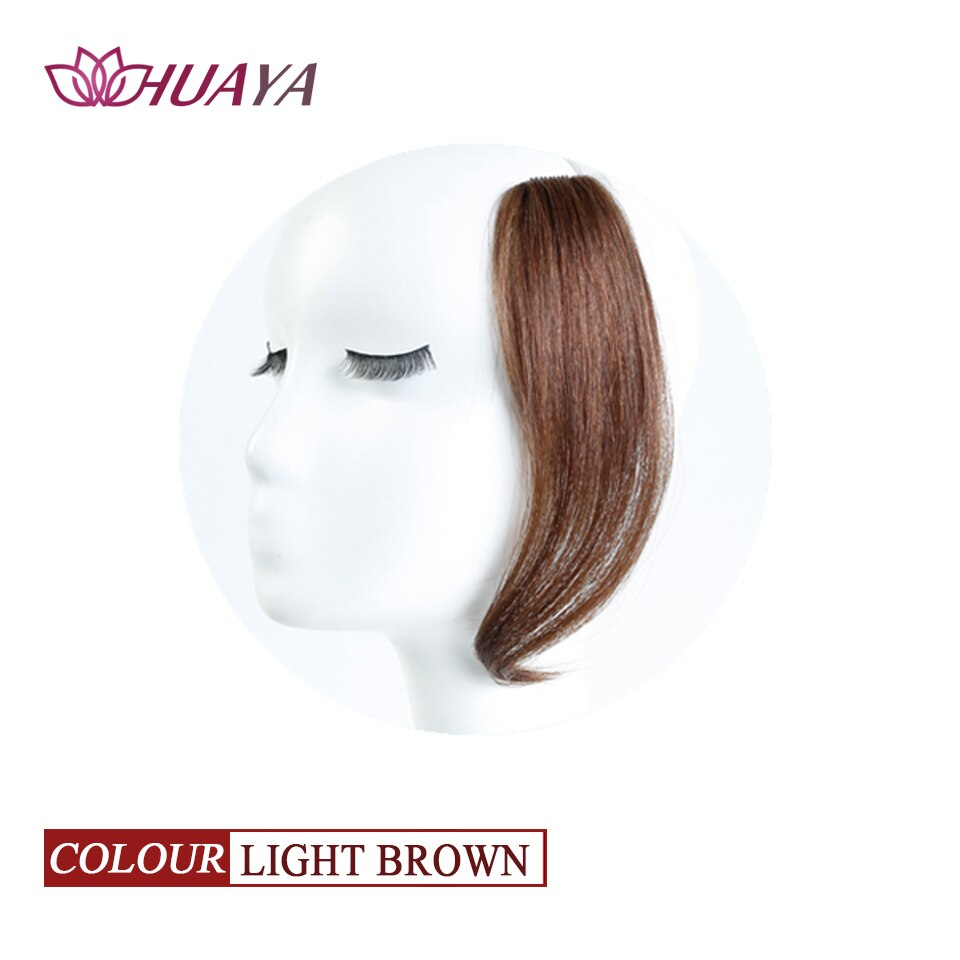 HUAYA Handmade Natural Bangs Hair Extension Heat Resistant Fiber Wigs Bangs Women's' Middle Part Hairstyle Bangs Clip: Natural Color / 12inches