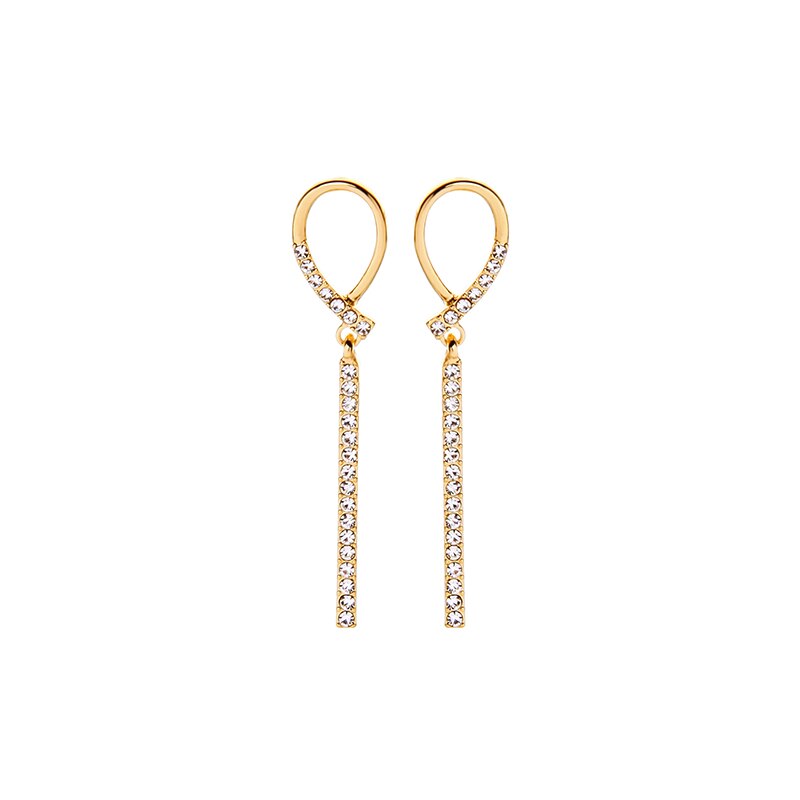 Gold Color Metal sheets Ear Stud Earrings Crystal Chain Tassel Pendant Small Simple Earring Jewelry For Women Factory