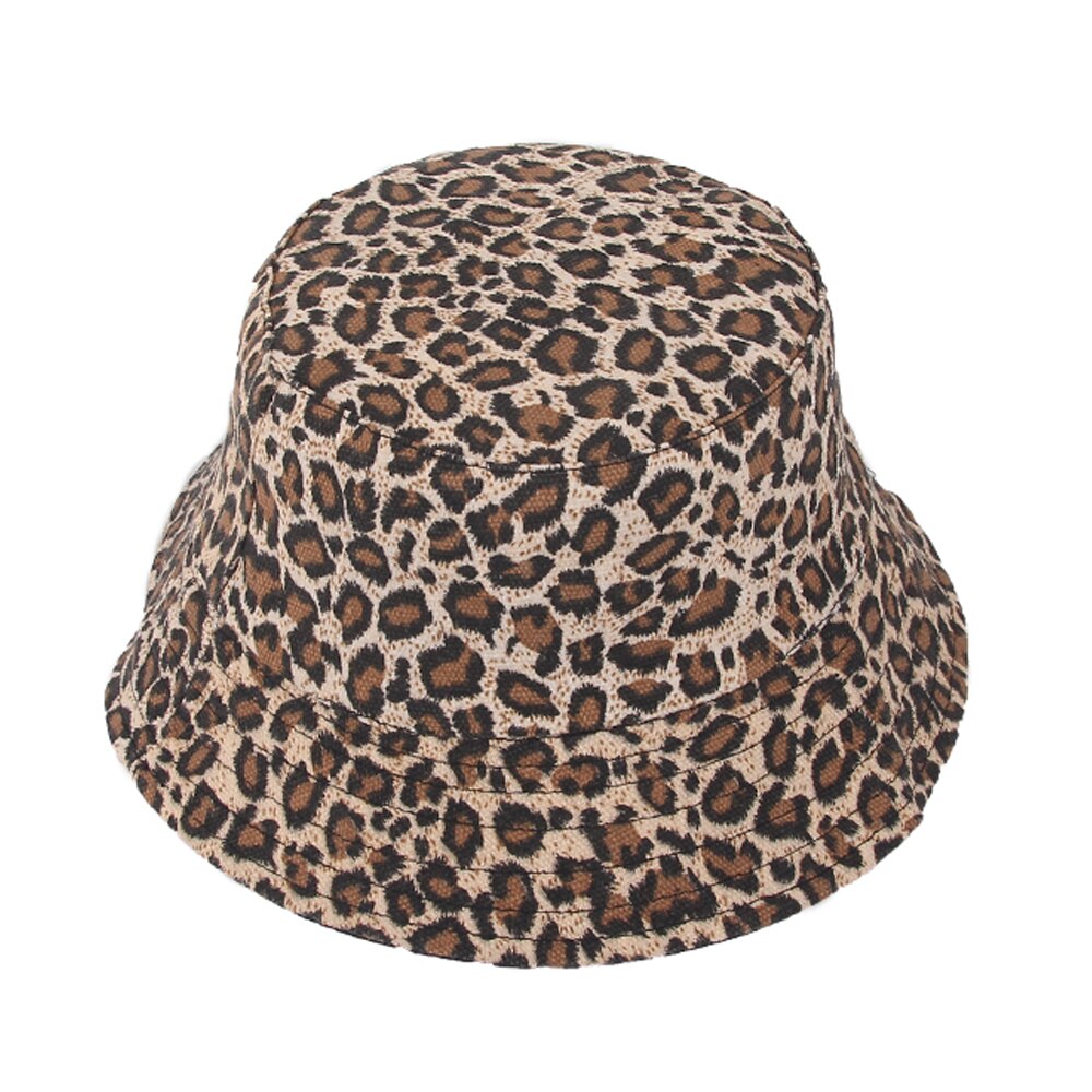 [ Meltryllis] Fishermen Cap For Women Gorras Summer Reversible Black White Cow Pattern Bucket Hat: Leopard