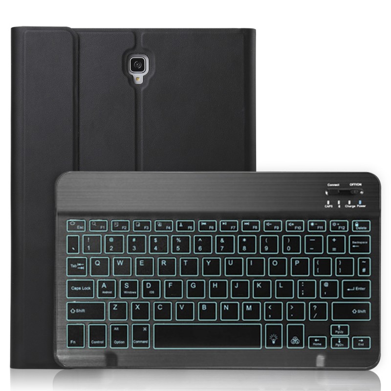 Tablet Keyboard Case for Samsung Galaxy Tab A 10.5 SM-T590 SM-T595 - Leather Cover with Bluetooth Keyboard & Stylus: Black-Black