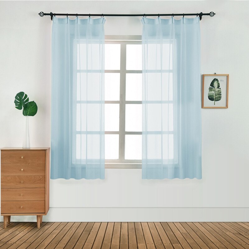 1pc 100 x 130 soveværelser moderne vindue tyl gardin panel voile vindue nuancer fransk vindue almindelig indbygget i hvide persienner: Himmelblå