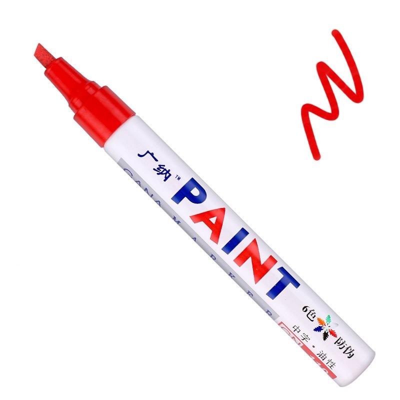 Rotulador de pintura de punta plana de colores, Graffiti, banda de rodadura de neumático de coche, CD, Metal, madera, marcador impermeable aceitoso permanente, suministros para escuela y oficina MP4: Rojo