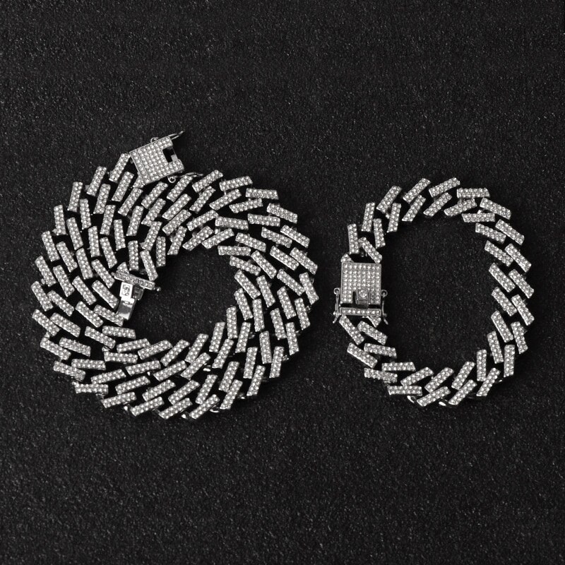 Hüfte hüpfen Halskette + Uhr + Armbinde Bling vereist aus Miami Zirkon Kubanischen Zinke Gepflasterte Strass Armbinde Halskette Für Männer schmuck: Silber- Kette Braclet