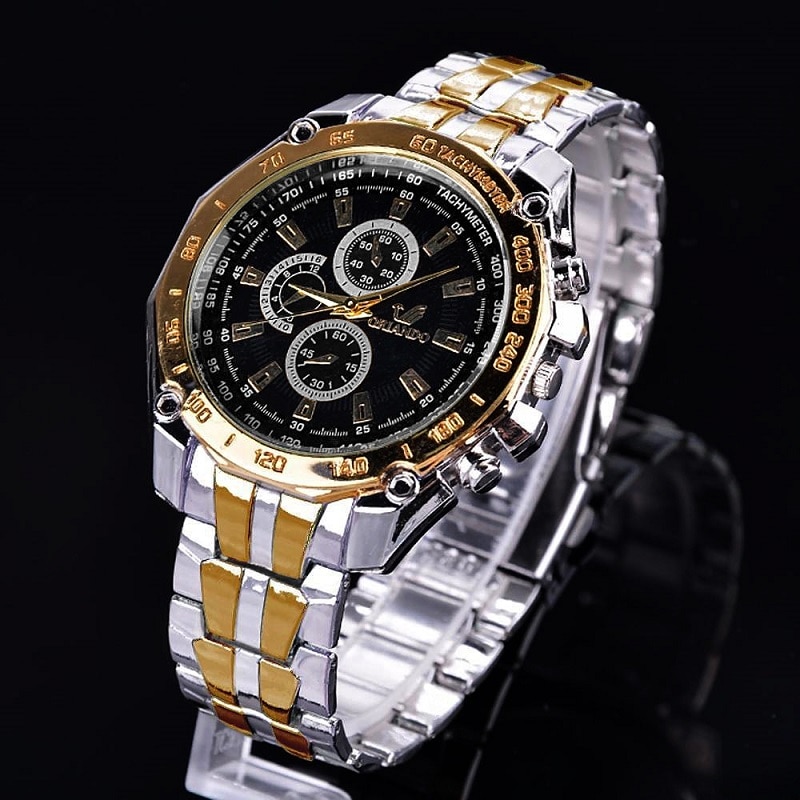 Reloj LOLIA de cuarzo dorado, reloj de pulsera de acero inoxidable para hombre, vestido clásico, relojes de negocios para hombre