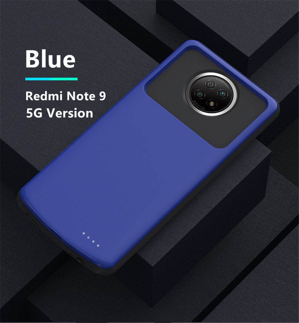 Battery Charger Case Voor Xiaomi Redmi Note 9 Pro 5G Powerbank Case 6800Mah Externe Opladen Cover Voor Redmi note 9 Batterij Case: Note 9 5G Blue