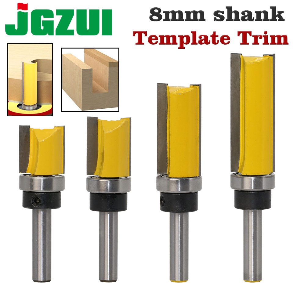 8Mm Schacht Template Trim Scharnier Pengaten Router Bit Rechte Frees Trimmer Reiniging Flush Trim Tenon Houtbewerking Gereedschap