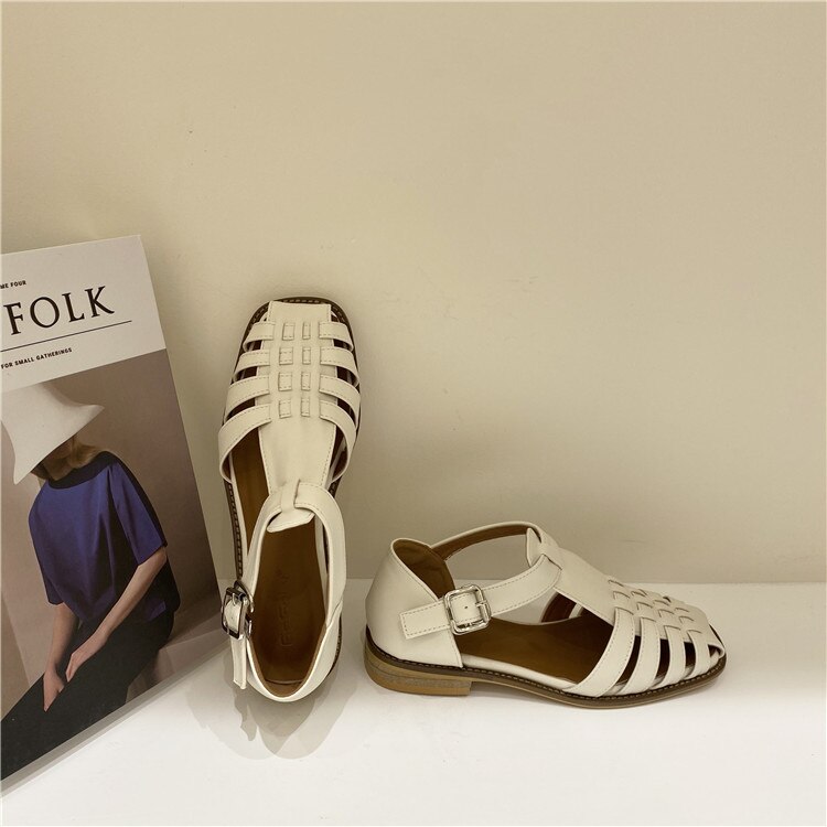 Vrouwelijke Sandaal Comfort Schoenen Voor Vrouwen Ademende Gesloten Teen Sandalen Vrouwen Schoenen Dames Comfort Blok Retro Gladiator