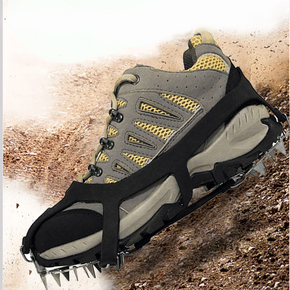 Leats à glace coordonnants pour bottes et chaussures, 18 pointes en acier inoxydable, poignées de traction pour la neige, la randonnée, la pêche sur glace, l'alpinisme