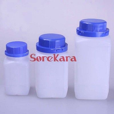5 x 500ml White plastic Bottle Reagent Bottle Sample Vials Plastic Lid Blue Screw Cap Screw On Cover