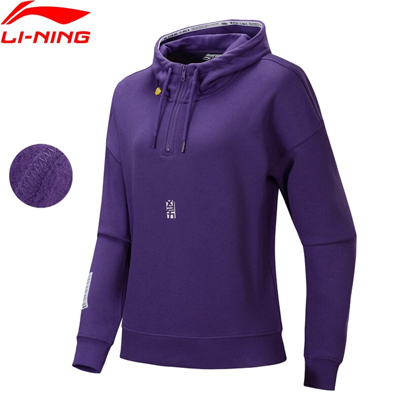 Li-ning Sudadera con capucha de baloncesto BAD FIVE para mujeres abrigada en el paño grueso y suave de algodón de poliéster forro deportivo Sudadera con capucha AWDP428 COND19