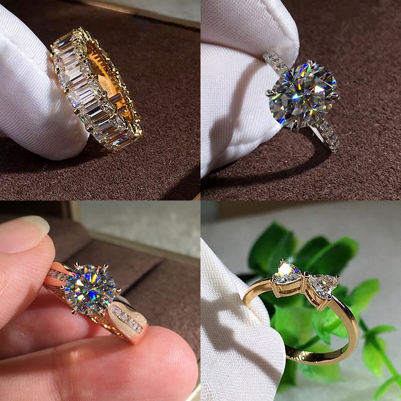 Luxus Weibliche Kristall Zirkon Stein Ring Nette Rose Gold Runde Oval Schmetterling Ring Versprechen Engagement Ringe Für Frauen