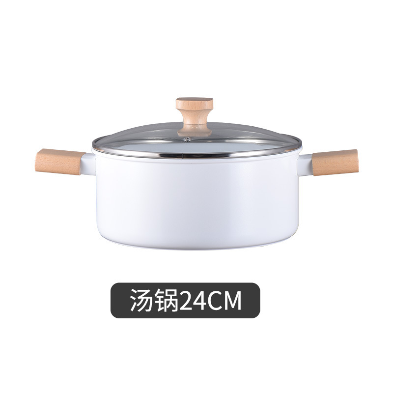 Double-sided Ceramic Frying Pan Series with 18CM Milk Pot and 24CM Soup Pot Combination WJ