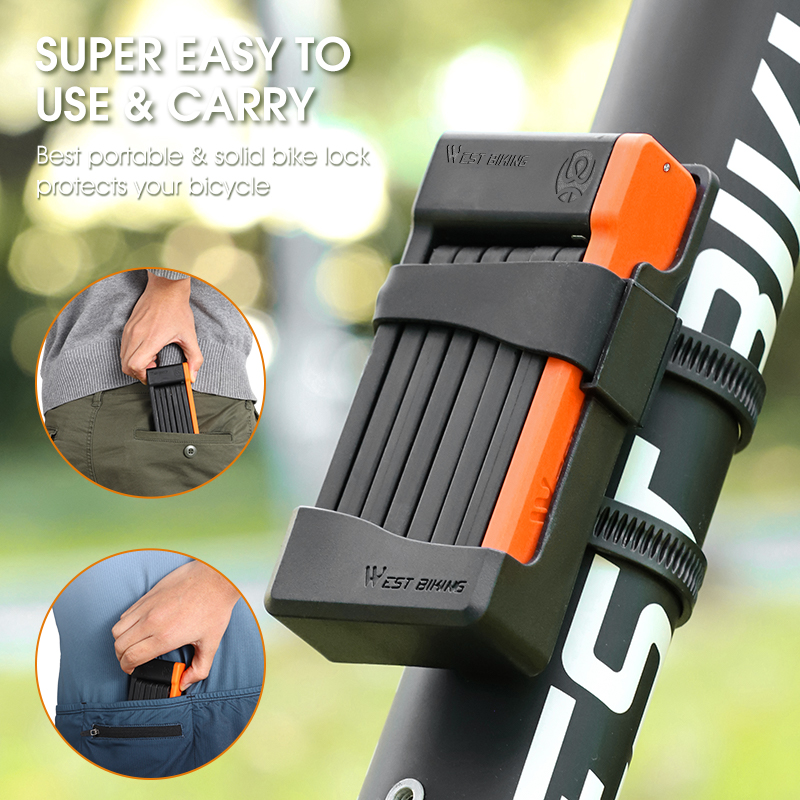 WEST BIKING-candado plegable para bicicleta de montaña, candado antirrobo de seguridad para carretera, candado de cadena para bicicleta eléctrica, accesorios para bicicleta