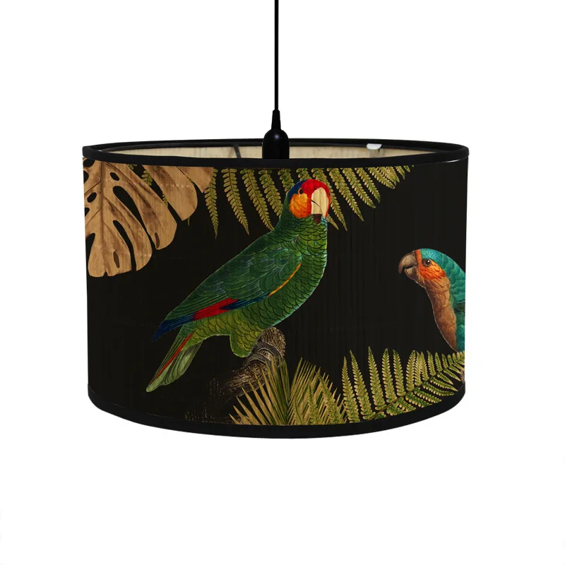 Nordische Trommel Lampen schirme Vintage Bambus Lampen abdeckung Blumen vögel Muster Tisch Stehlampen Pendel leuchte Cafe Home Homes tay Dekor: Brown