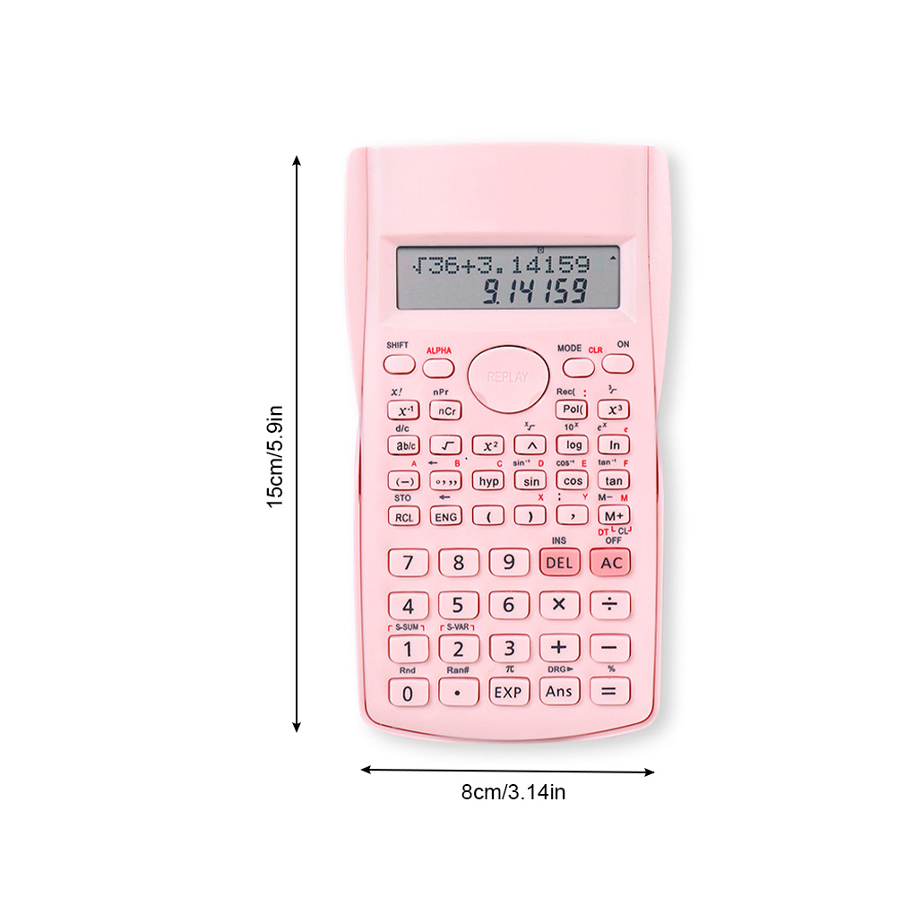 Calculator Engineering 12 Digits 2 Line Display Function Calculating Mathematics Accounting Pattern Random Mint Green: B