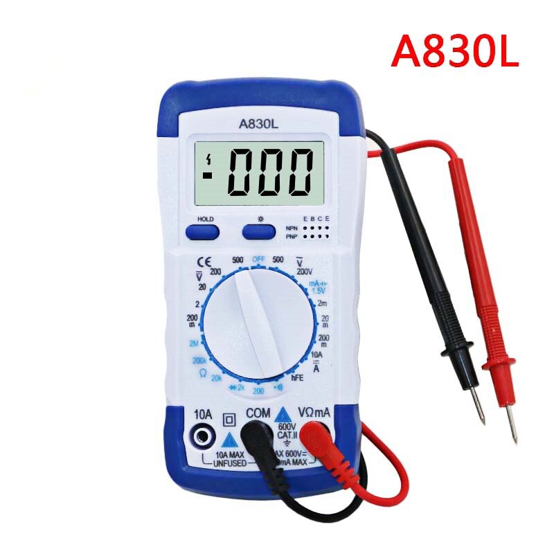 A830L LCD Digitale Multimeter DC AC Voltage Diode Freguency Multitester Volt Tester Test Stroom Voltmeter Ampèremeter Amper Gauge: A830L