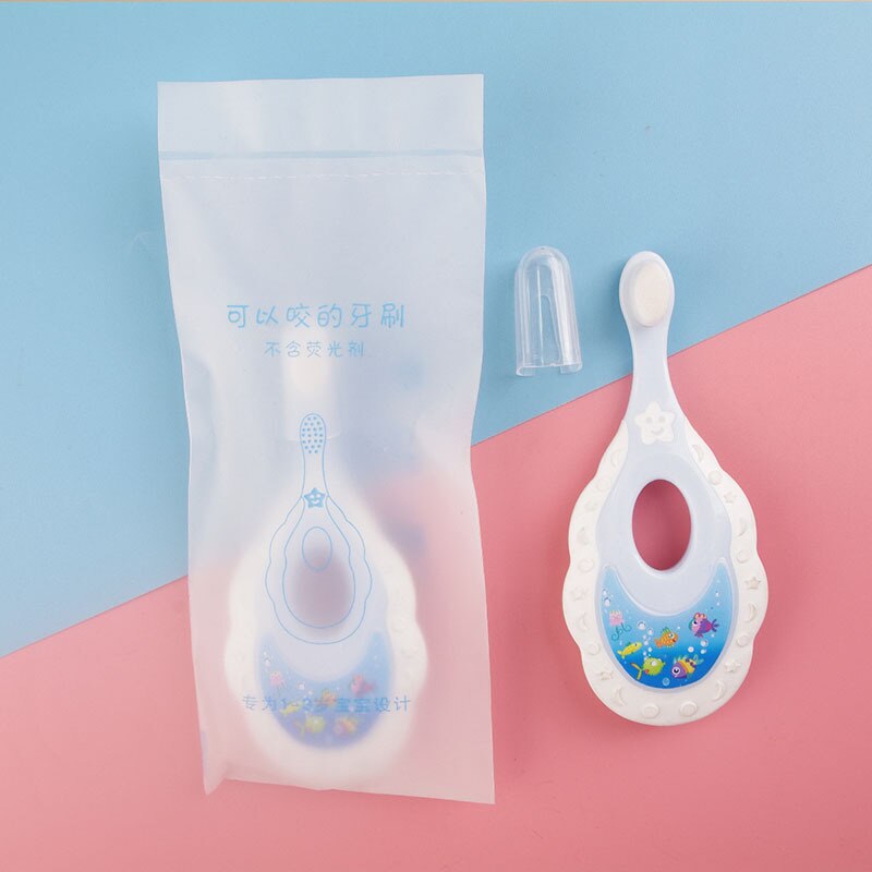 Kids Toothbrush Infant Toothbrush with Handle Silicone Oral Care Cleaning Brush for Toddlers Ages 2-12: 1PCS blue B