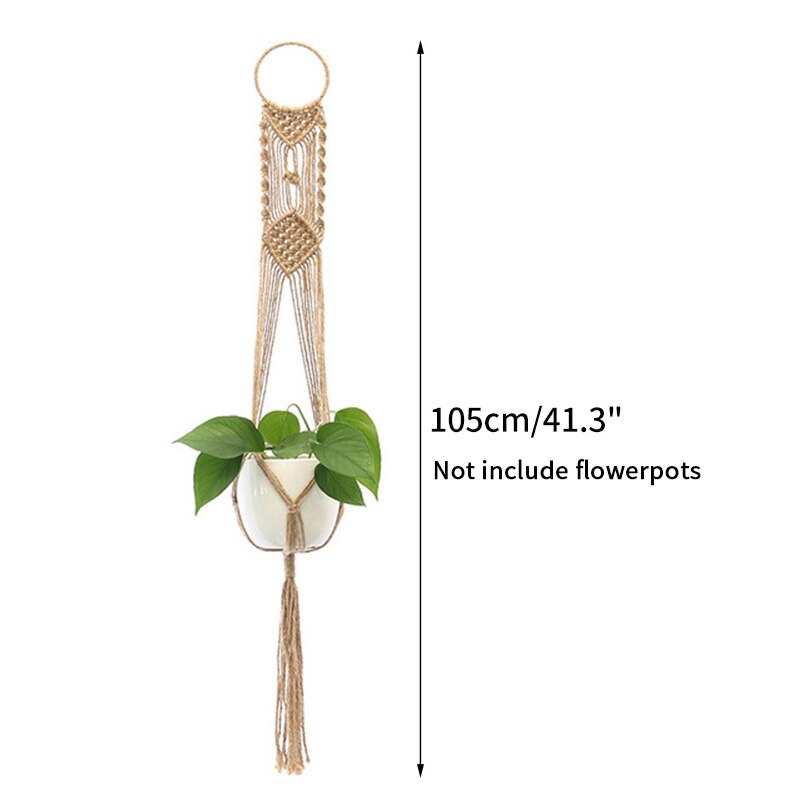 Vintage Hanging Flowerpot Net 100% Cotton Handmade Hanging Baskets Macrame Plant Hangers Flowerpot Holder Basket Home Decor: S6   Hanging Baskets