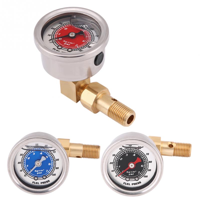 Oil Press Gauge Fuel Gauge Fuel Pressure Liquid Filled Regulator Gauge Adapter Kit 0-100PSI Universal