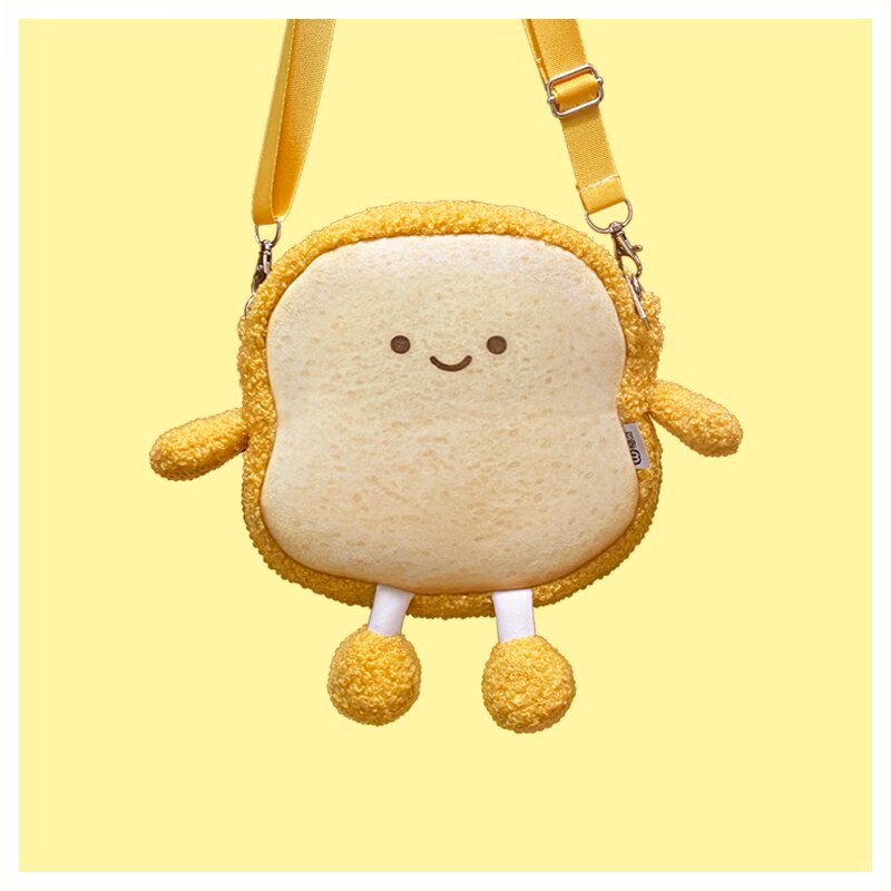 Emotional Bread Toast Plush Pillow Happy Angry Cartoon with Legs S-XL Snack Decor Food Pillow: 18cm Light Brown Bag