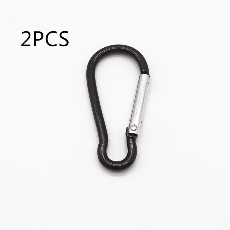 10Pcs M6 Kleur Karabijnhaken Aluminium Carabiner Spring Snap Clip Haken Sleutelhanger Klimmen Karabijnhaak Voor Sleutels Camping Gereedschap: 2pcs Black