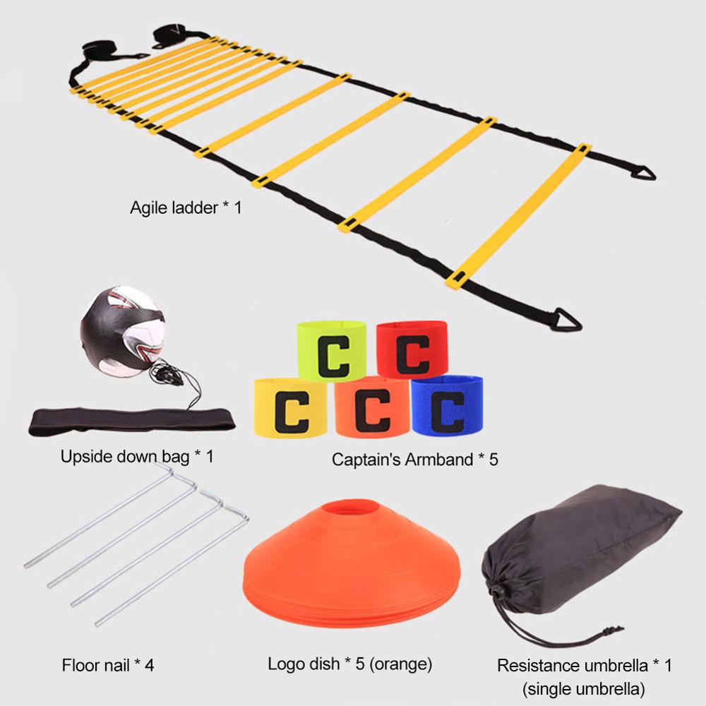 Football Training Ladder Set Agile Ladder With Ground Nail Sign Disc Resistance Umbrella Up Ball With Jump Grid Ladder